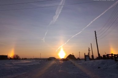 Редкое атмосферное явление на рассвете тг-канал &quotОхотник за красотами Омской области&quot, Милена Пономарёва (18+)